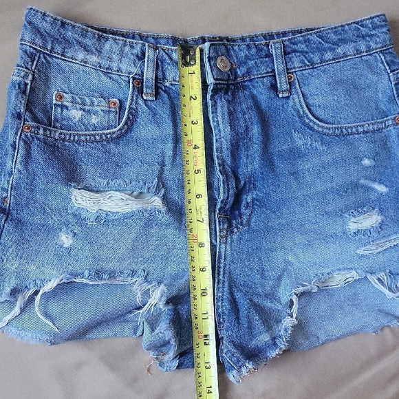 Zara Light Blue Ripped Jean Shorts - Picture 11 of 15
